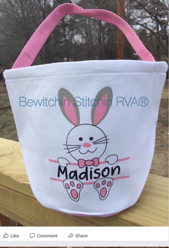 Canvas Easter Bucket, Easter Bucket, Bag, Tote, Purple, Pink, Green, Blue, EMBROIDERED, NOT VINYL Name