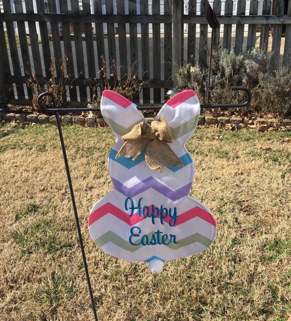 Personalizd Easter Flag, Bunny Flag, Embroidered