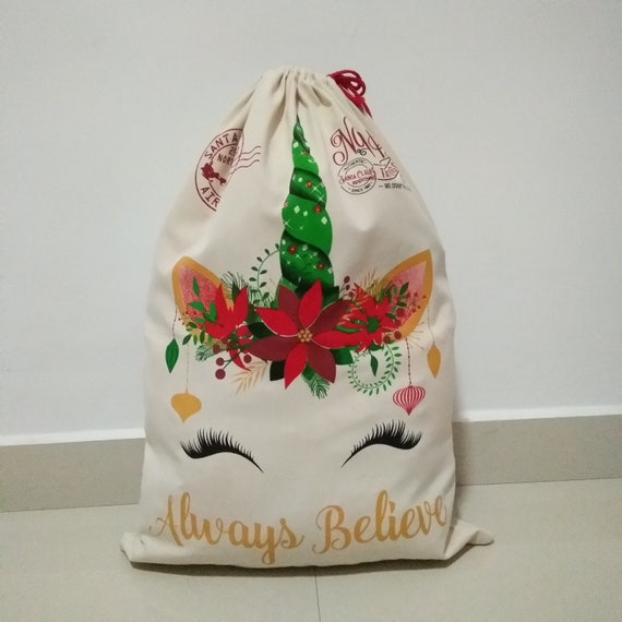 Personalized Santa Present Bag, Unicorn Present Bag, Santa Bag, Santa Delivery Bag, Christmas Gift, Christmas Sacks, Monogrammed