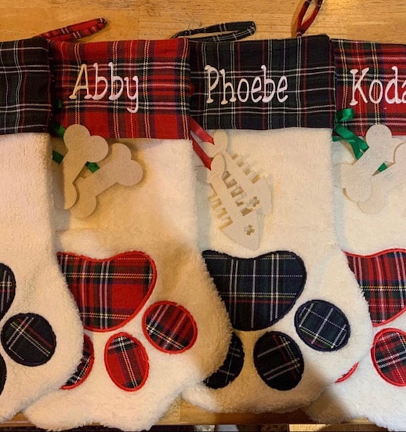 Personalized Paw Stocking, Jingle Bell Pet Christmas Stocking, Sherpa Pet Stockings, Dog Stocking, Cat Stocking, EMBROIDERED