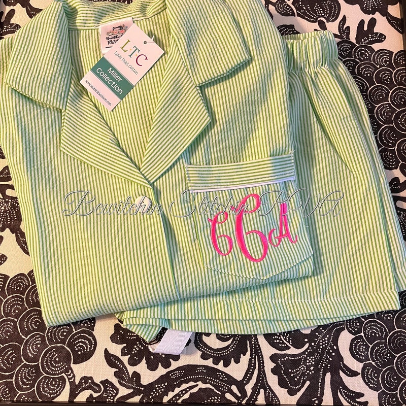 Pink Gingham Pajamas with RicRac Trim