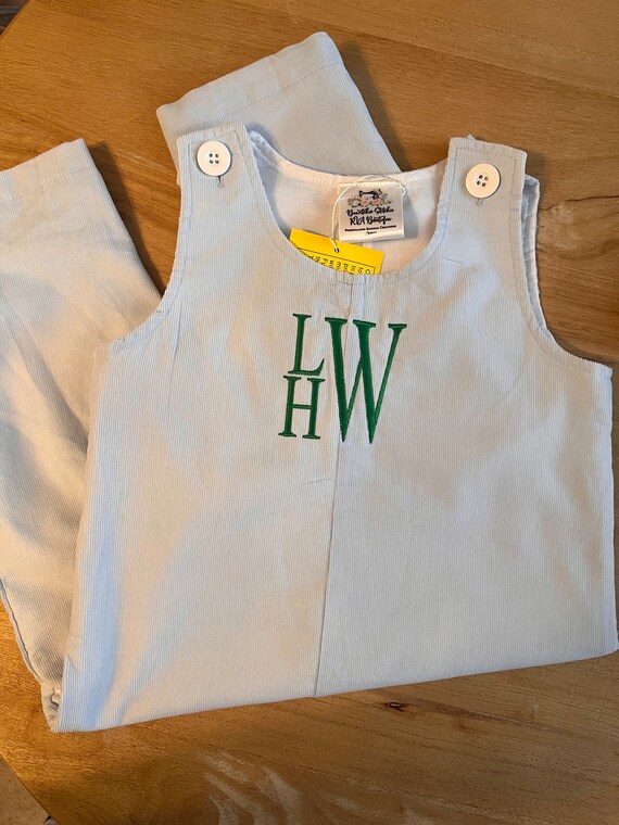 Monogrammed Baby Blue Corduroy Longall, Personalized Lt Blue Corduroy Longall, Blue Corduroy Longall, Fully Lined, Baby, Toddlers
