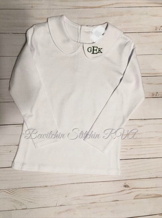 Personalized Peter Pan Collar Top, Unisex, long sleeves, white, babies, toddlers, boys, girls