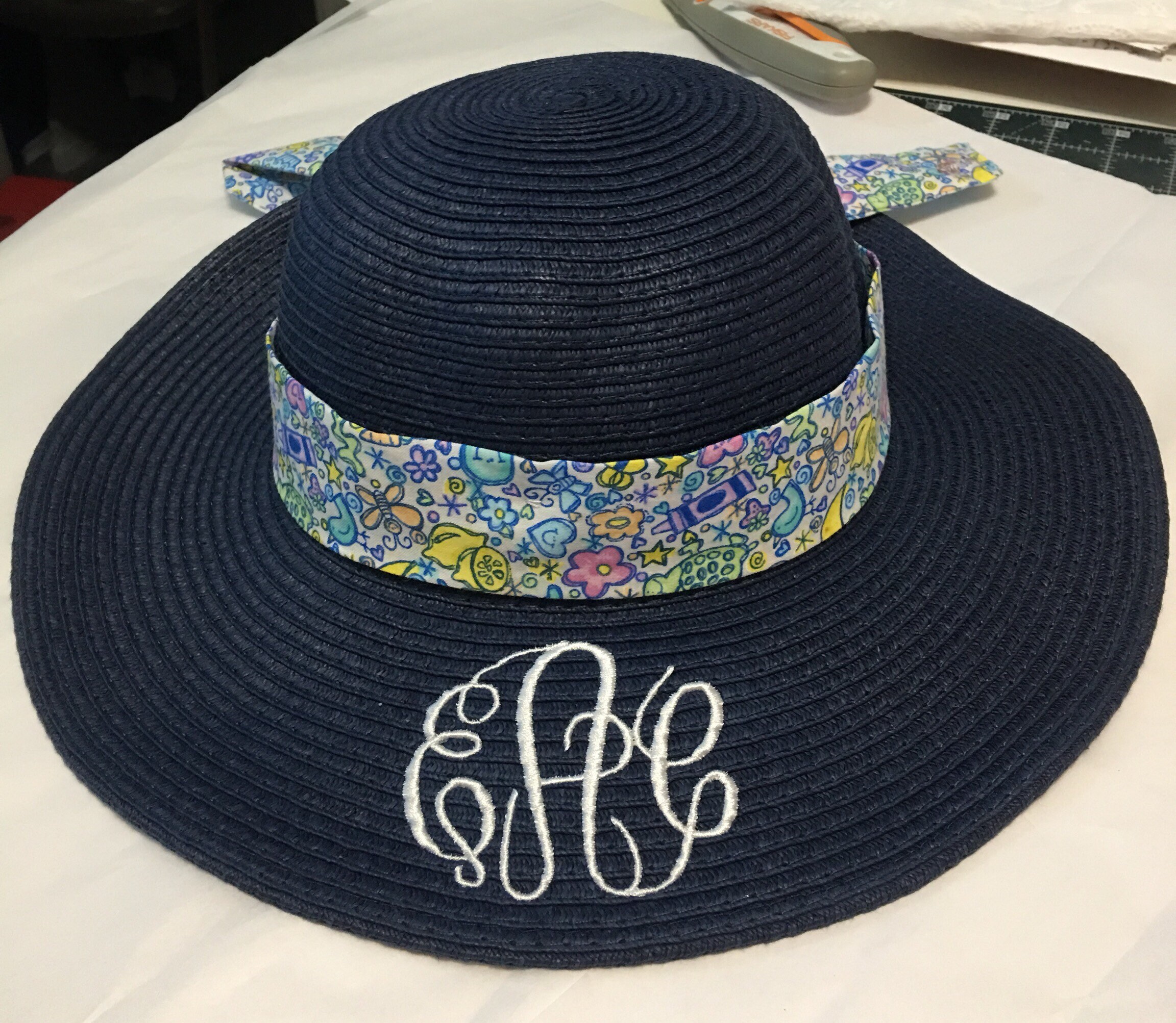 monogrammed baby beach hat