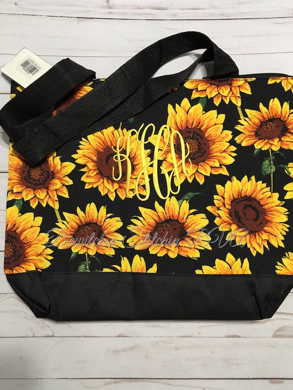 Personalized Sunflower Tote Bag Set, Personalized Sunflowers Tote