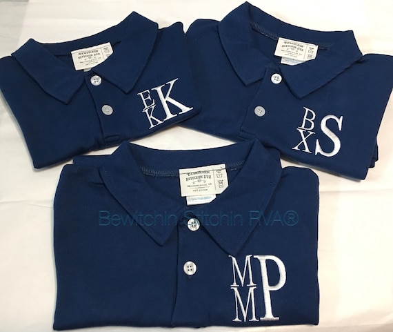 Personalized Polo Shirt, Baby, Toddler, Boys, White, Navy Blue