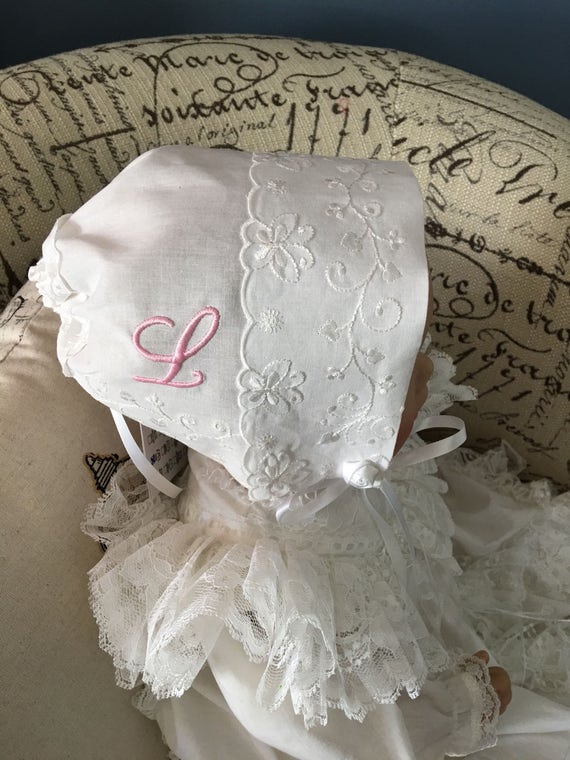 Personalized Handkerchief Baby Bonnet With Poem, Magic Baby Bonnet, Christening Bonnet, Keepsake Handkerchief Bonnet with Box, Handmade