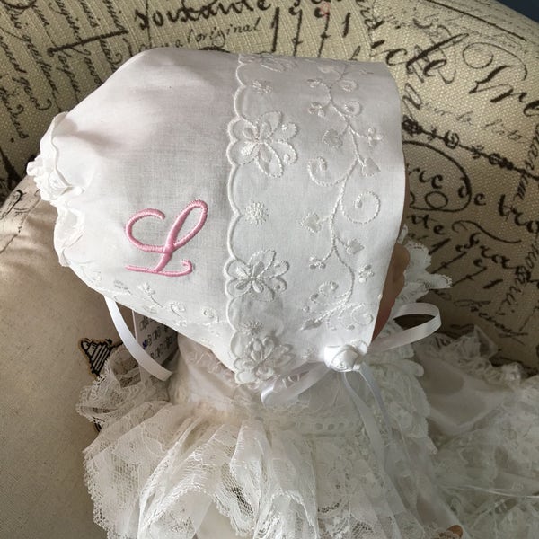 Personalized Handkerchief Baby Bonnet With Poem, Magic Baby Bonnet, Christening Bonnet, Keepsake Handkerchief Bonnet with Box, Handmade