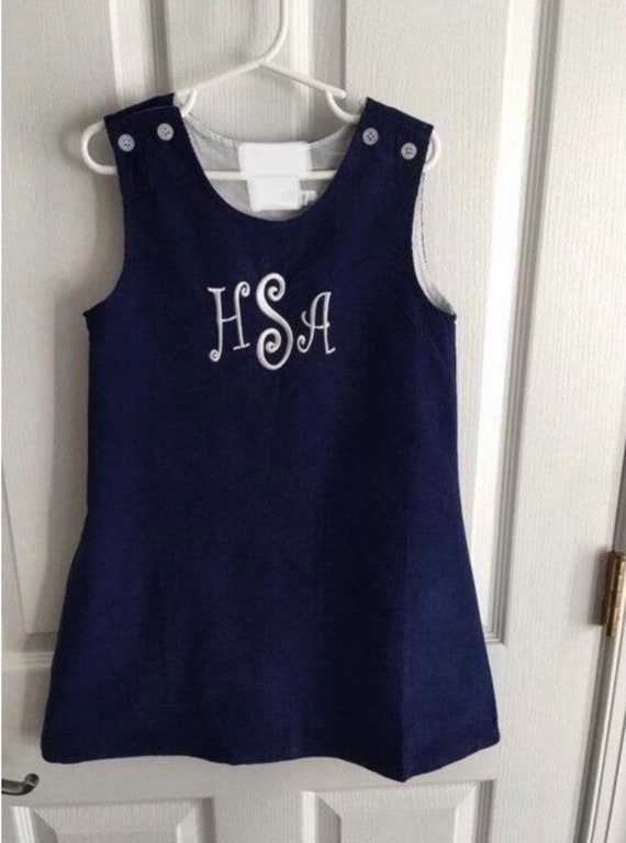 Monogrammed Corduroy Jumper Dress, Red Jumper, Christmas Dress, Corduroy, Fully Lined, toddlers, girls, navy, green, brown, Personalize