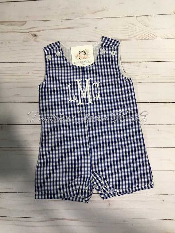 Personalized Shortall, Jon Jon, Romper, Baby, Toddler, Gingham, Fully Lined