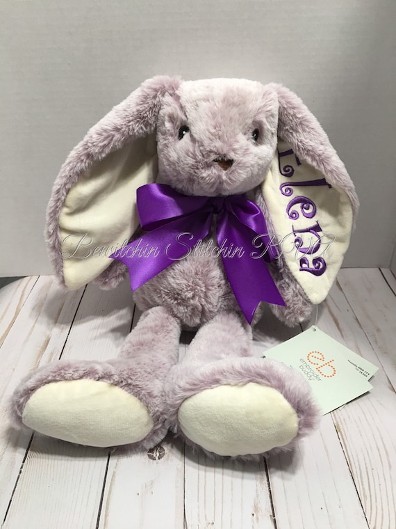 Personalized Flower Girl Plush Bunny, Embroidery Buddy Bunny,  Floppy Ear Bunny, Monogrammed Bunny, CPSIA Safety Rated