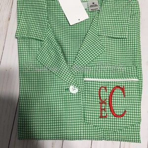 Personalized Ladies Green Gingham Night Shirt, CHRISTMAS  Night Shirt, Gingham Loungewear, Ladies Night Shirt, EllieO Brand, CLEARANCE