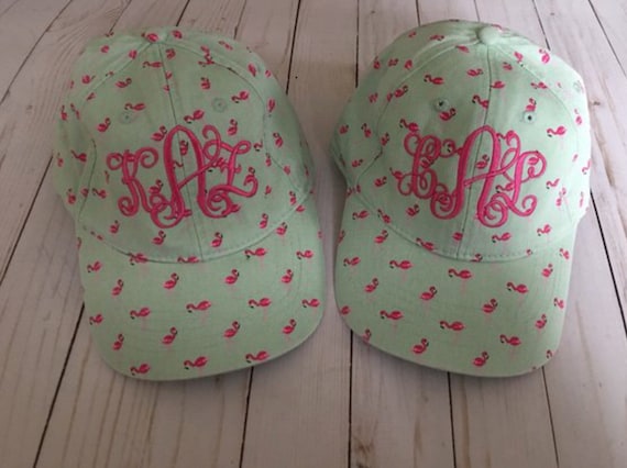 Monogrammed Ladies Baseball Hats, Low Profile, Adjustable Back Strap, 100% Cotton, Mint, Lavender, Navy, Stripe, Flamingos, Pineapples