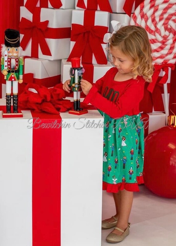 Personalized Girls Christmas Nutcracker Dress,Toddler Nutcracker Dress, Personalized Knit Christmas Dress, Baby Dress, Toddler Dress