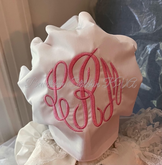 Personalized White Baby Bonnet, Button Back Sunbonnet, Sunbonnet