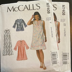 McCall’s M7408 Misses/Plus Semi-fitted A Line Tunic and Dress Pattern,Size Y (xs, sm, med) or zz (L,xx, xxl) Uncut,Factory Folded