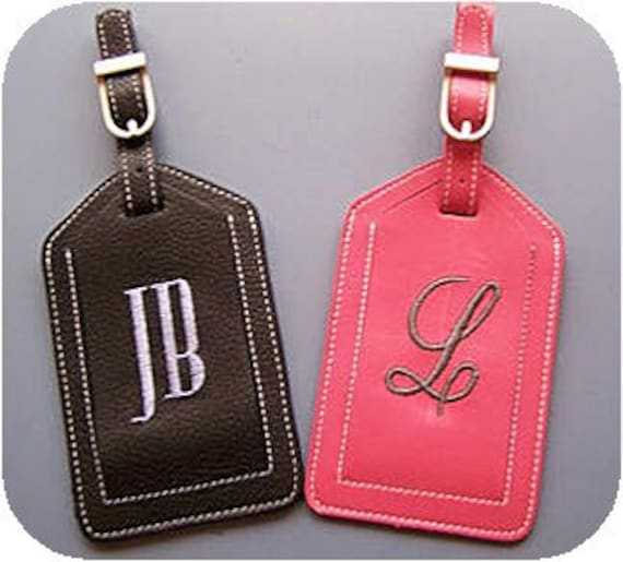 Personalized Leather Luggage Tag, Monogrammed Leather Luggage Tag, Wide Range of Colors