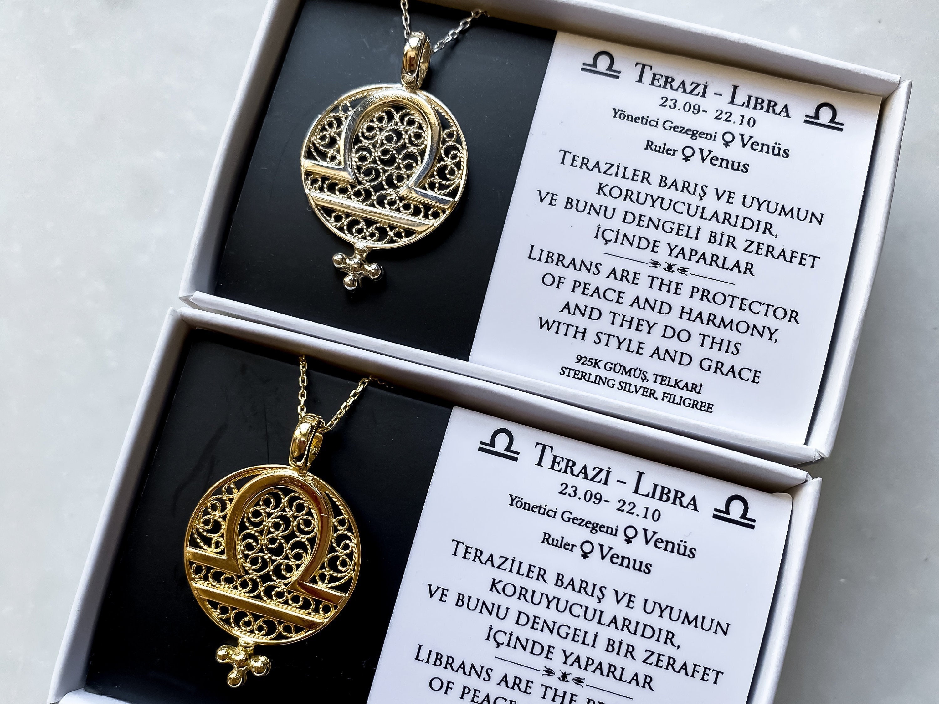 Libra Sign Necklace Zodiac Charm 