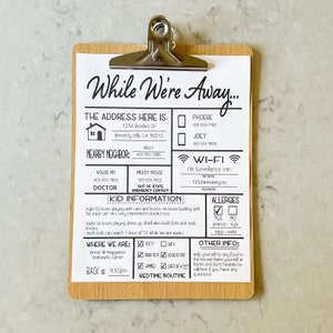 Babysitter Information Printable