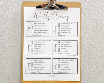 Weekly Cleaning Schedule Editable Printable