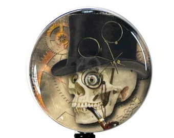 Steampunk Skull Retractable Badge Reel