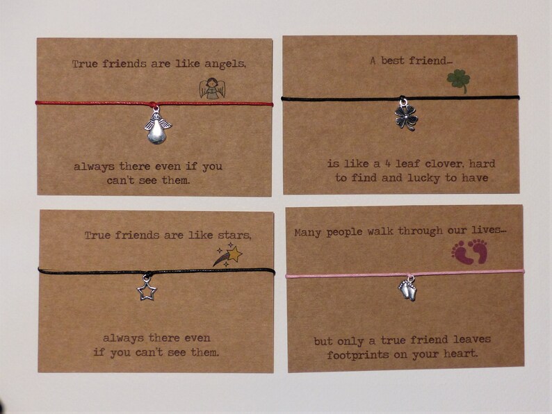 Goodbye gift Wish Bracelet with Poem Personalised optional Choice of colours. Friends are like stars Best Friend Birthday gift