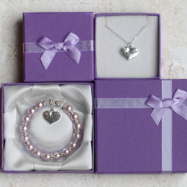 Big sister present from new baby brother or sister. Personalised bracelet & charm. Choice of colours. Ideal for Birthday or Christmas gift.
