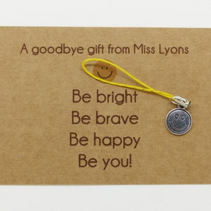 Personalised gifts from teacher to students pupils. Charm & message card. Class of 2023. Good luck End of term gift girls and boys image 4