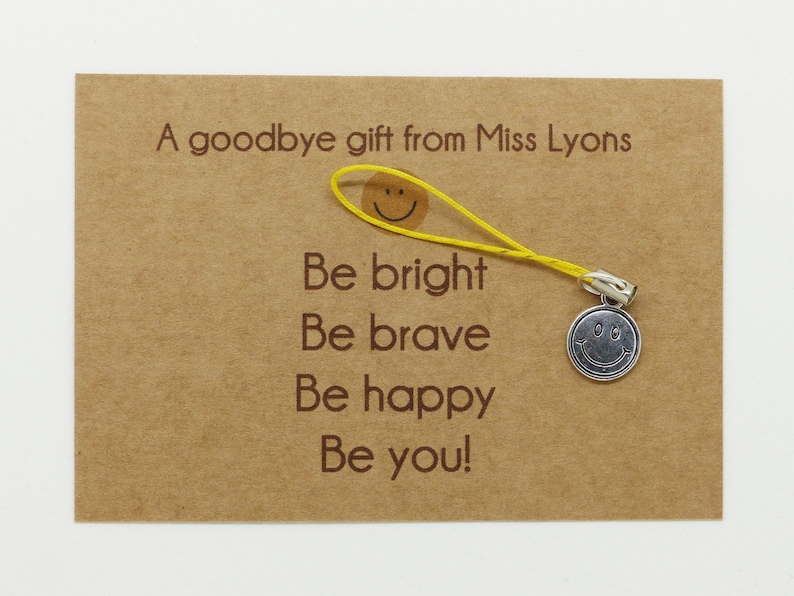 Personalised gifts from teacher to students pupils. Charm & message card. Class of 2023. Good luck End of term gift girls and boys image 4