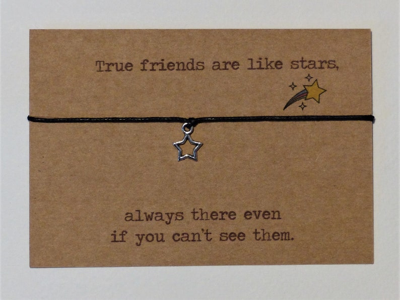 Goodbye gift Wish Bracelet with Poem Personalised optional Choice of colours. Friends are like stars Best Friend Birthday gift