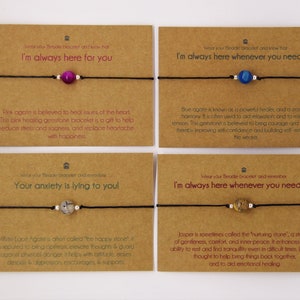Cadeau bracelet de soutien. Sensibilisation à la santé mentale Les moments difficiles Pleine conscience Inquiétude Stress Anxieux. Bracelet d'amitié et carte d'amis.