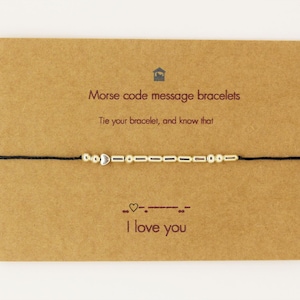Muttertagsgeschenk Freund Freundin. Geheime Botschaft. Ungewöhnliches Geschenk. Morse Code I love you Freundschaftsarmband & Textkarte