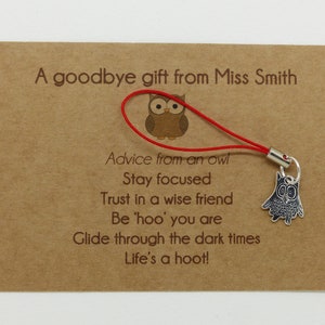 Personalised gifts from teacher to students pupils. Charm & message card. Class of 2023. Good luck End of term gift girls and boys image 3