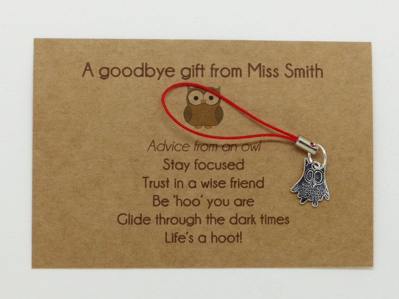 Personalised gifts from teacher to students pupils. Charm & message card. Class of 2023. Good luck End of term gift girls and boys image 3