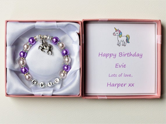 unicorn bracelet, unicorn jewelry, faux pearl bracelet, stretch bracelet,  beaded bracelet, gifts for girls, gifts for teens, jewelry gifts
