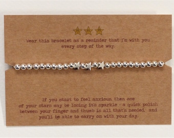 Anxiety Bracelet Gift: Silver Star Charm, Mental Health Support