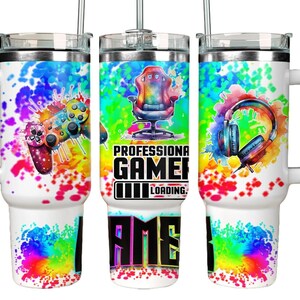 40oz Gamer Tumbler with Straw - Professional Gamer loading - Gift for him- Gift for her - Birthday gift - Christmas gift- personalised gift