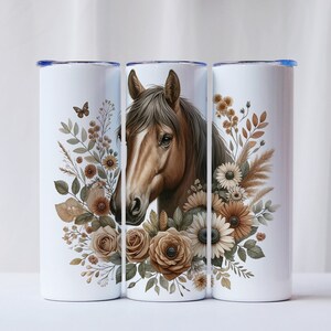 20oz Tumbler with Boho Horse Floral Personalised Gift for her / him