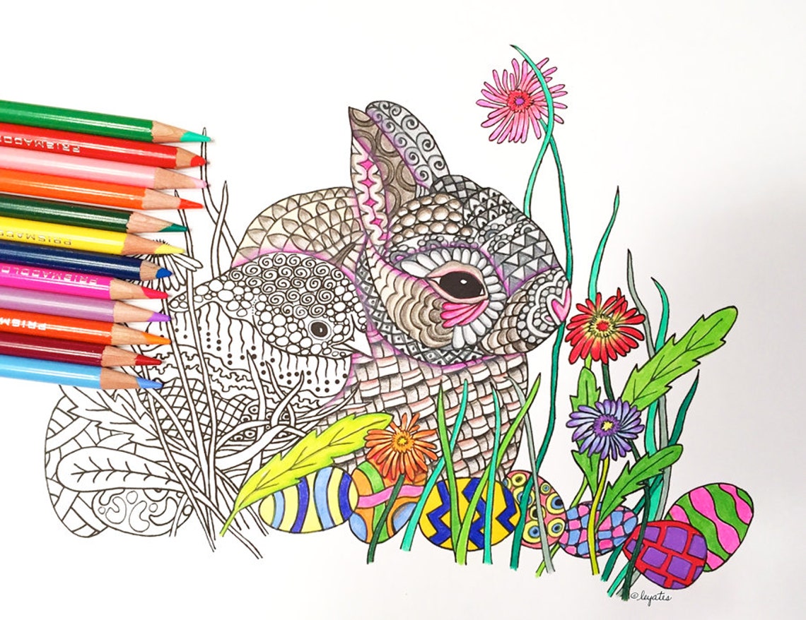 OsternKüken und Bunny Zentangle inspiriert Erwachsenen Etsy