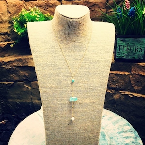 Hope Necklace with Blue Jade and Blue Quartz