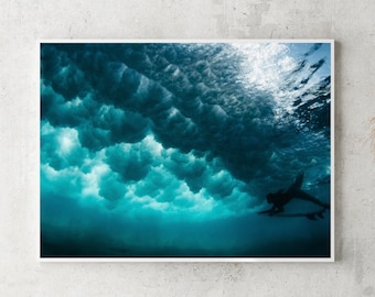 Duckdive | Fine Art Photograph surf surfing underwater sea ocean surfer girl Corse France