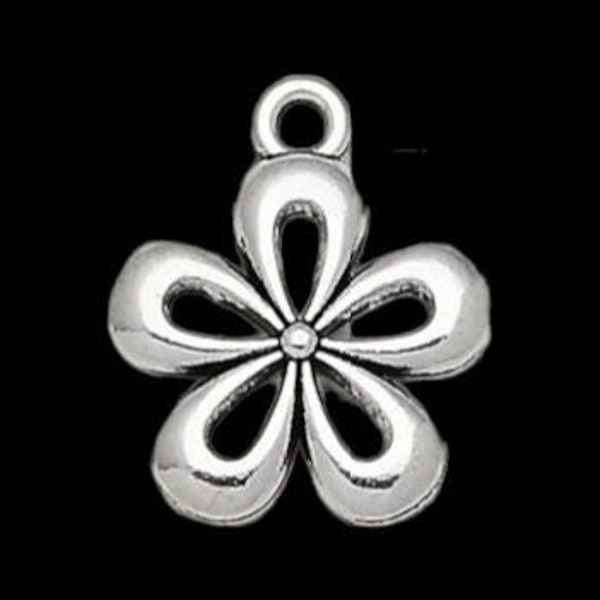 Adorable Silver FLOWER Charm Silver Daisy Charms Flower Pendant Dainty Daisy Statement Charm Appx 18mm x 15mm