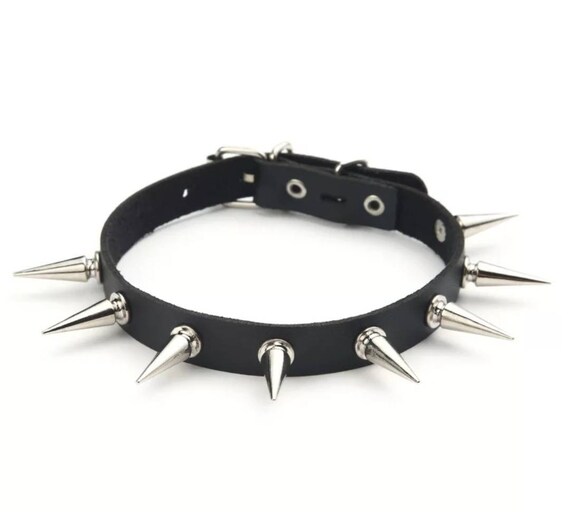 SPIKE NECKLACE Punk Choker Statement Choker Emo Choker RIVET - Etsy