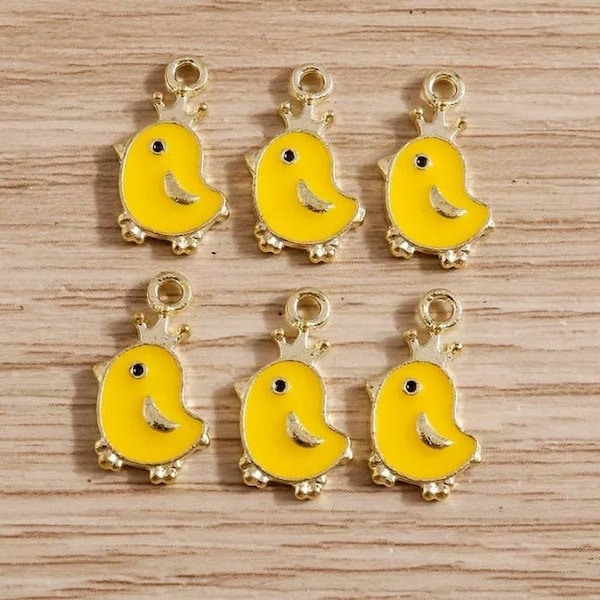 Tiny CHICK Charms Baby Chicken charm Bird Charms Gold Charms Peep Charms for Necklace Bracelet Earrings DIY 10mm x 16mm