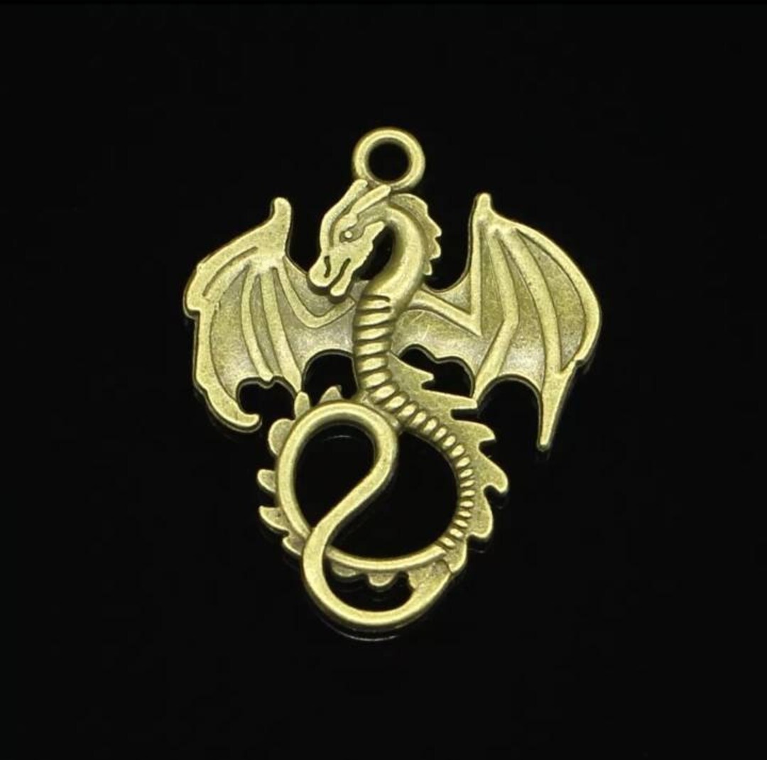 BIG Dragon Charms Flying Dragon Charms DIY Jewelry Making Gold Charms