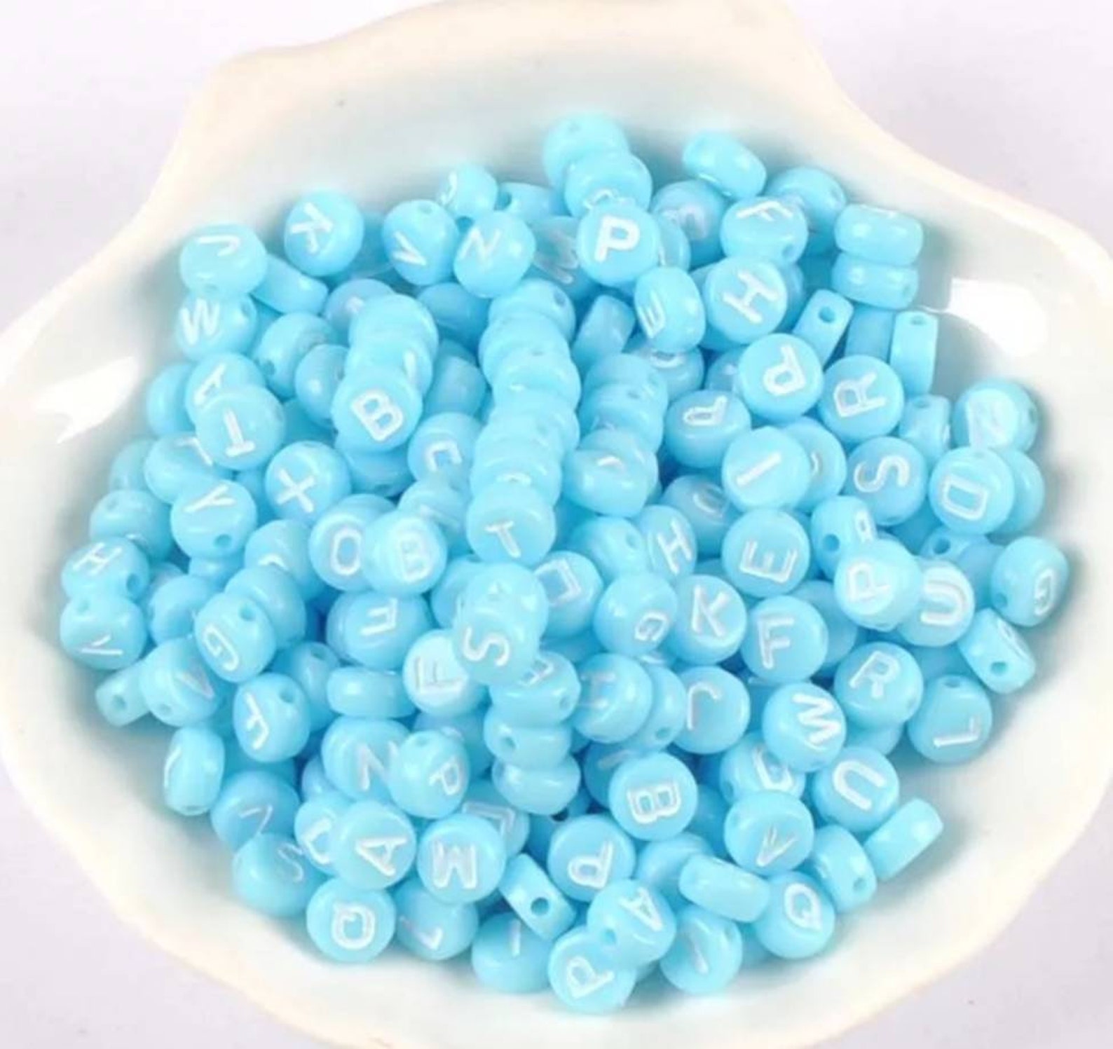 Beads 7MM X 4MM Alphabet Beads Letter Beads Spacer Baby Blue Etsy