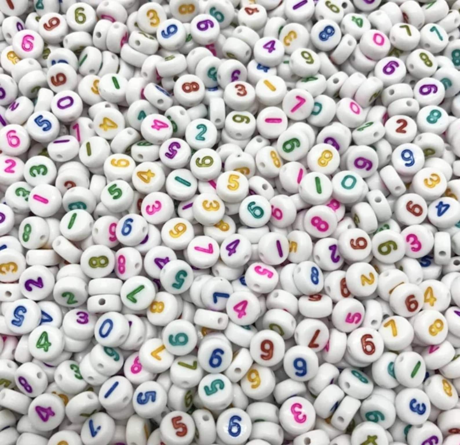 Beads 7MM x 4MM Number Beads Numbers 09 Beads Round Beads Etsy