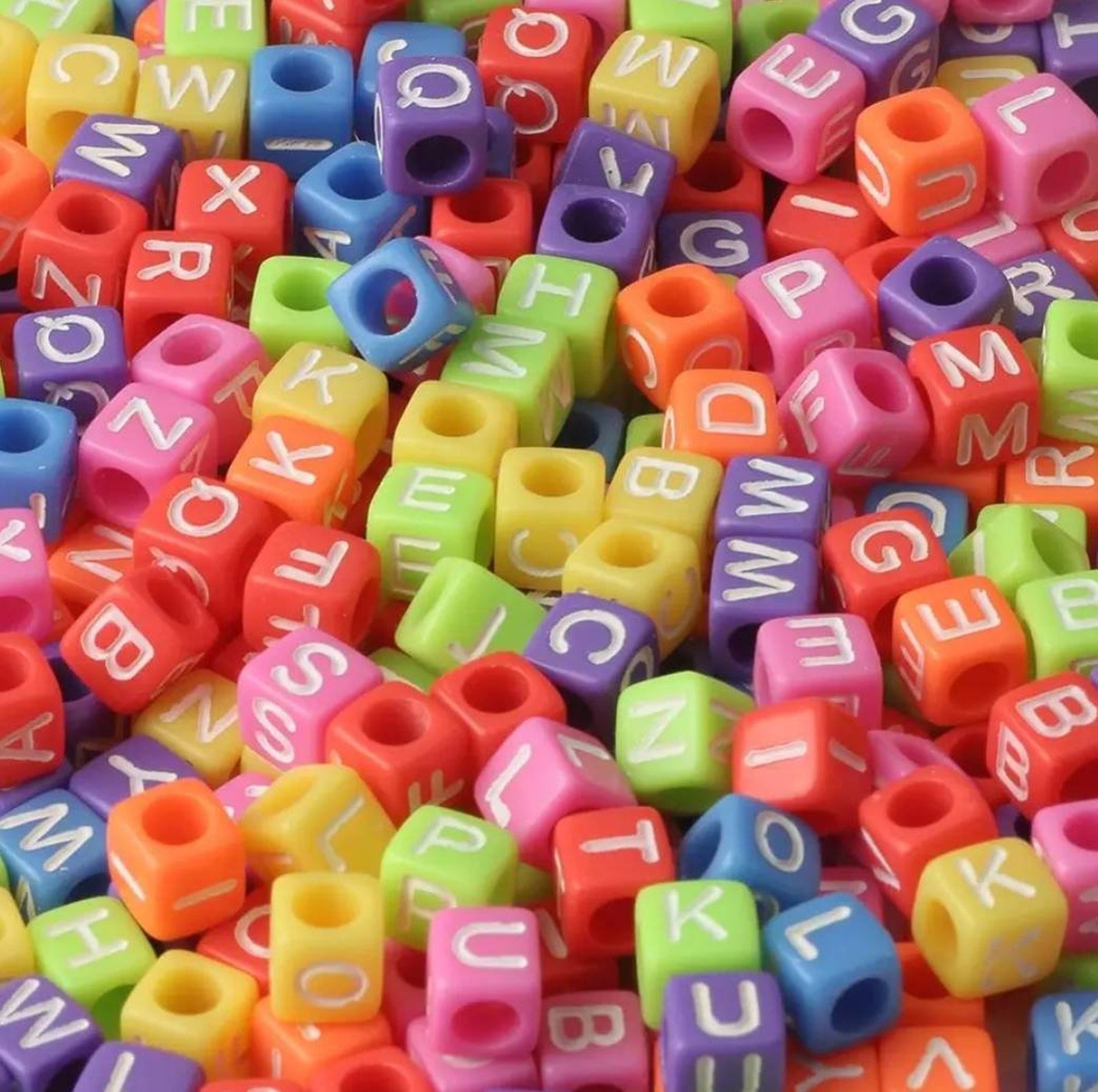 Beads 6MM Alphabet Beads Pony Beads Big Hole Square Letter Etsy