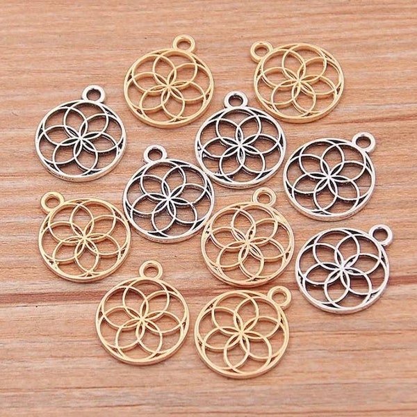 Flower of Life Charms Small Flower Charms Filigree Flower Charms Filigree Charms Flower Pendant Flower of Life Pendant Appx 17mm x 14mm