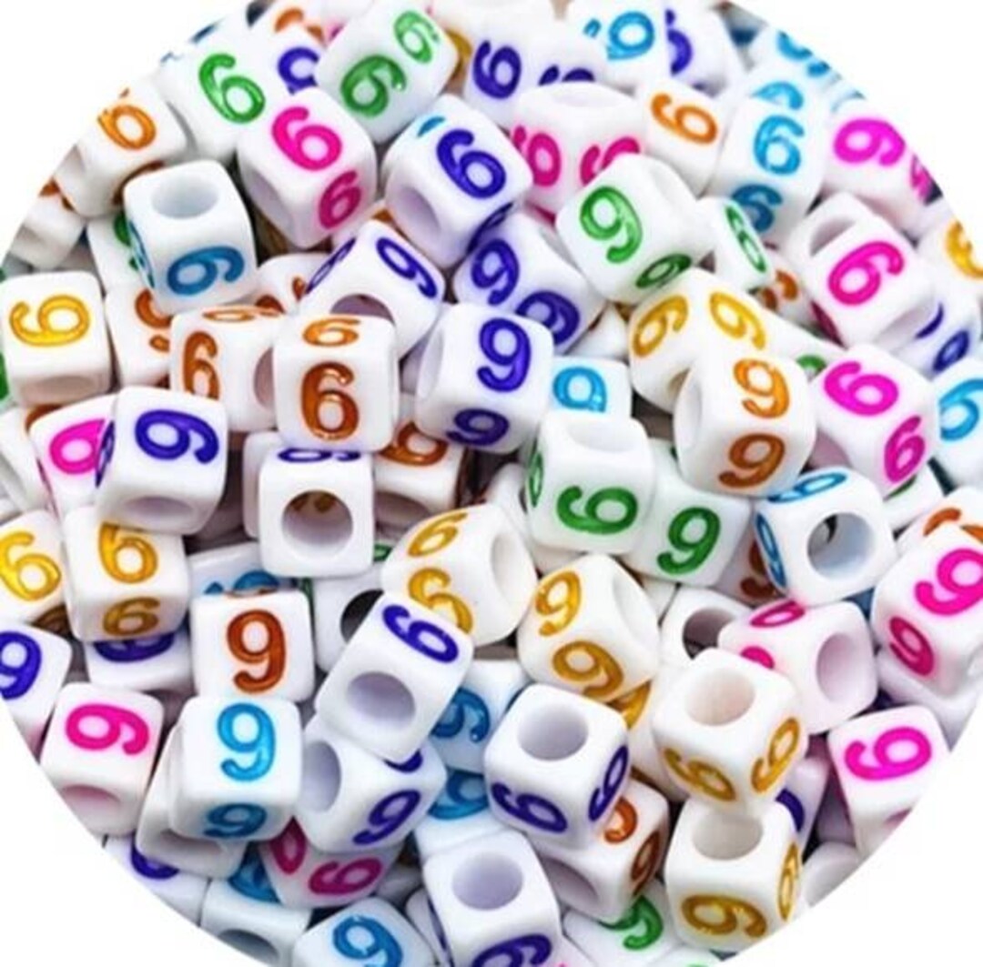 Number Beads 6MM Beads Number Nine Beads Numbers 9 Beads Etsy